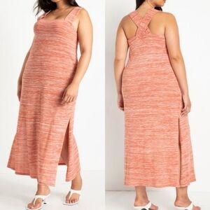 Eloquii Knit Maxi heathered mauve midi dress thick straps plus size women’s 14